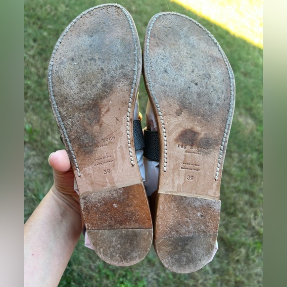 Rag & Bone Lara flat Leather Sandals in brown & grey Sz-39 (US 8.5). T - Picture 8 of 8